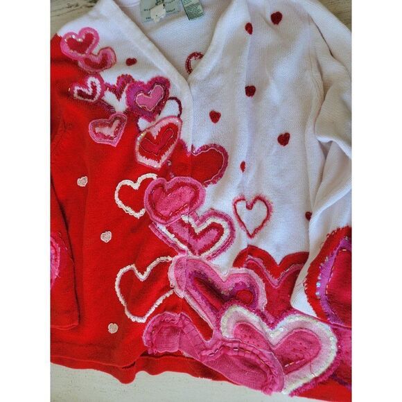 Design options Philip Jane Gordon Valentine's heart cardigan red white‎ - Picture 2 of 14